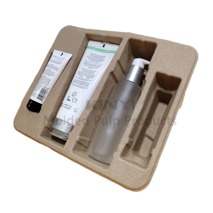Custom Nature Biodegradable Pulp Molded Pulp Cosmetic Bottle Packaging Tray