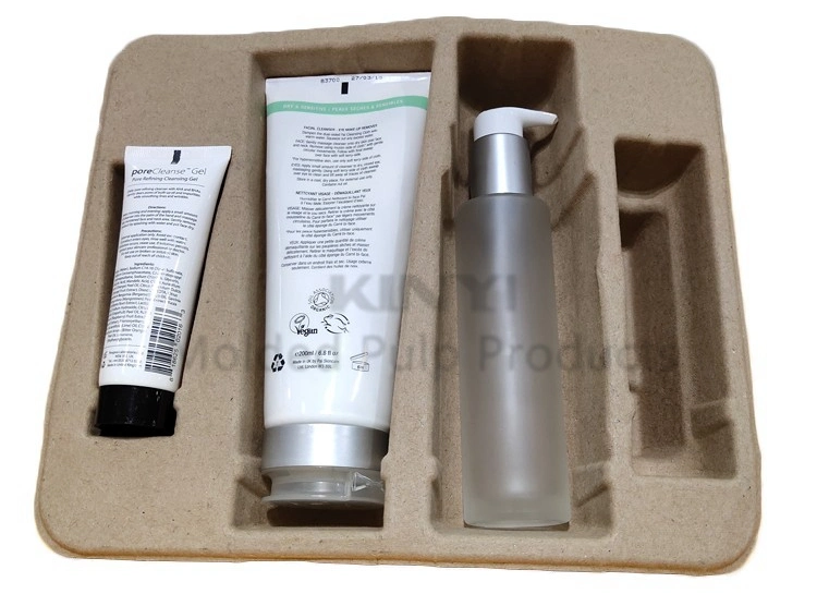 Custom Nature Biodegradable Pulp Molded Pulp Cosmetic Bottle Packaging Tray