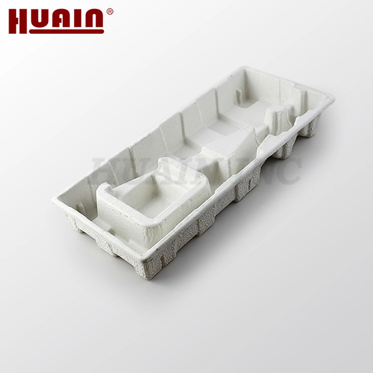 Recycled Waste Paper Mold Tray Biodegradable White Dry Press Pulp Packaging Tray