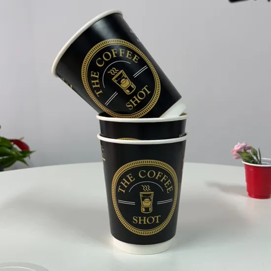 Custom Printed Logo 8oz 12oz 16oz Hot Filling Double Wall Thick Wall Disposable Coffee Paper Cups with Lid for Hot Coffee Cup 