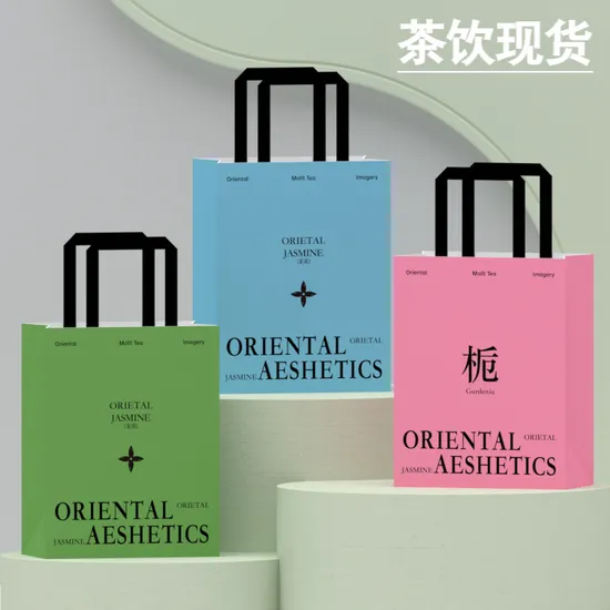 Kraft Brown Paper Bag with Rope Flat Handle Kraft Shopping Paper Bag 