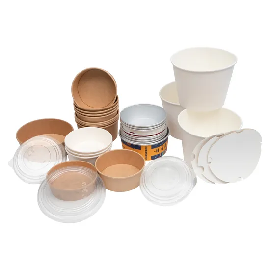 Takeaway Package Party Wedding Favor Rice Soup Food Thick Paper Soup Cups with Cover 