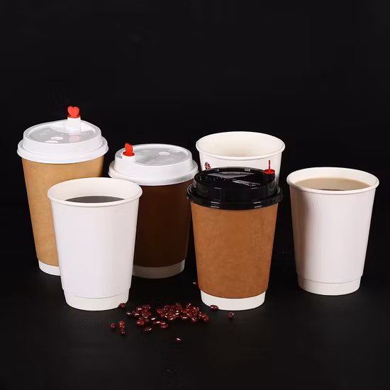 Disposable Double Wall Kraft Paper Cup Biodegradable Thick Cup for Hot Drink