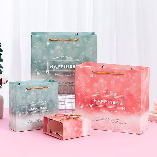 Printed FSC White Art Coated Paper Packaging Luxury Shopping Gift Bag