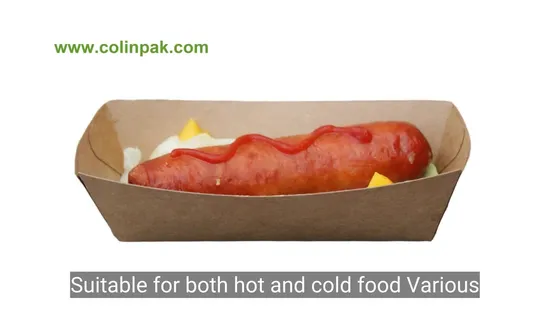 Disposable Food Containers Fast Food PLA Coating Serving Snack Kraft Paper Cardboard Boat Tray 