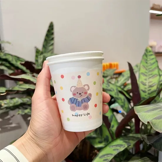Solid Color Paper Cup Disposable Cup White Thick Home Office Business Water Cup Kindergarten Blank Cup 