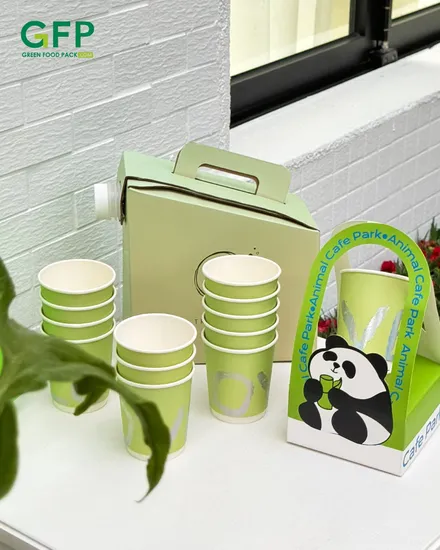 Custom Logo Thick Recycle Disposable Milk Tea Coffer Paper Cup with White Cover 