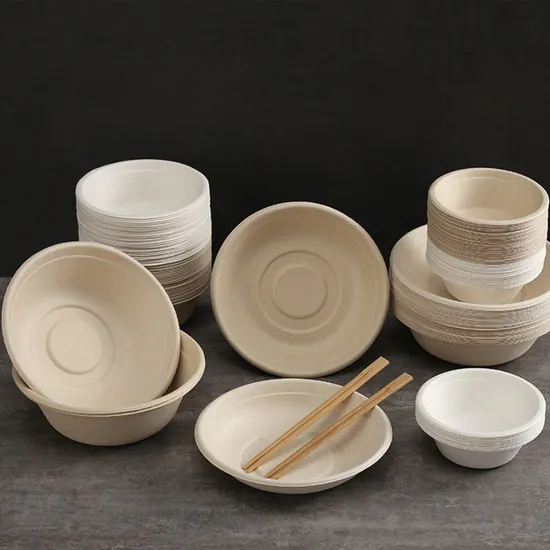 Biodegradable Tableware, Disposable Sugarcane Pulp Round Plates 