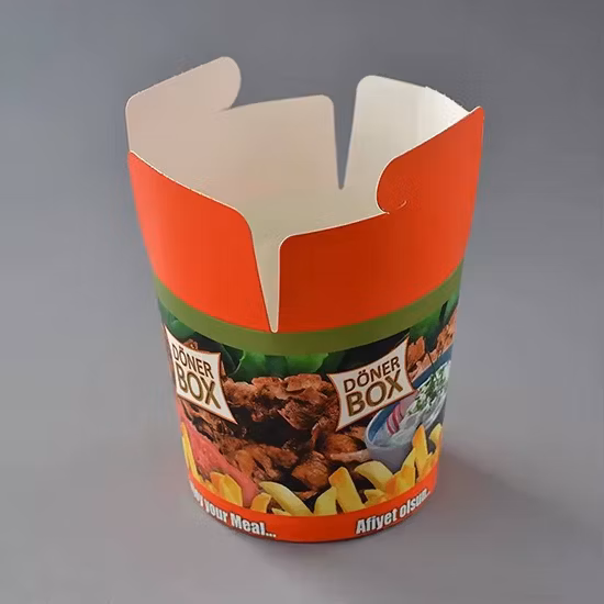 Biodegradable Food Grade Fresh Fruit Vegetable Salad Packaging Paper Box for Airplane Food/ Supermarket/ Restaurant/ Hotel